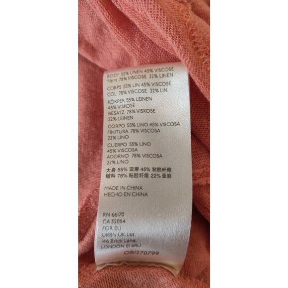 We The Free People Top Womens S Coral Lagenlook Linen Blend Oversized Tshirt - Picture 7 of 16